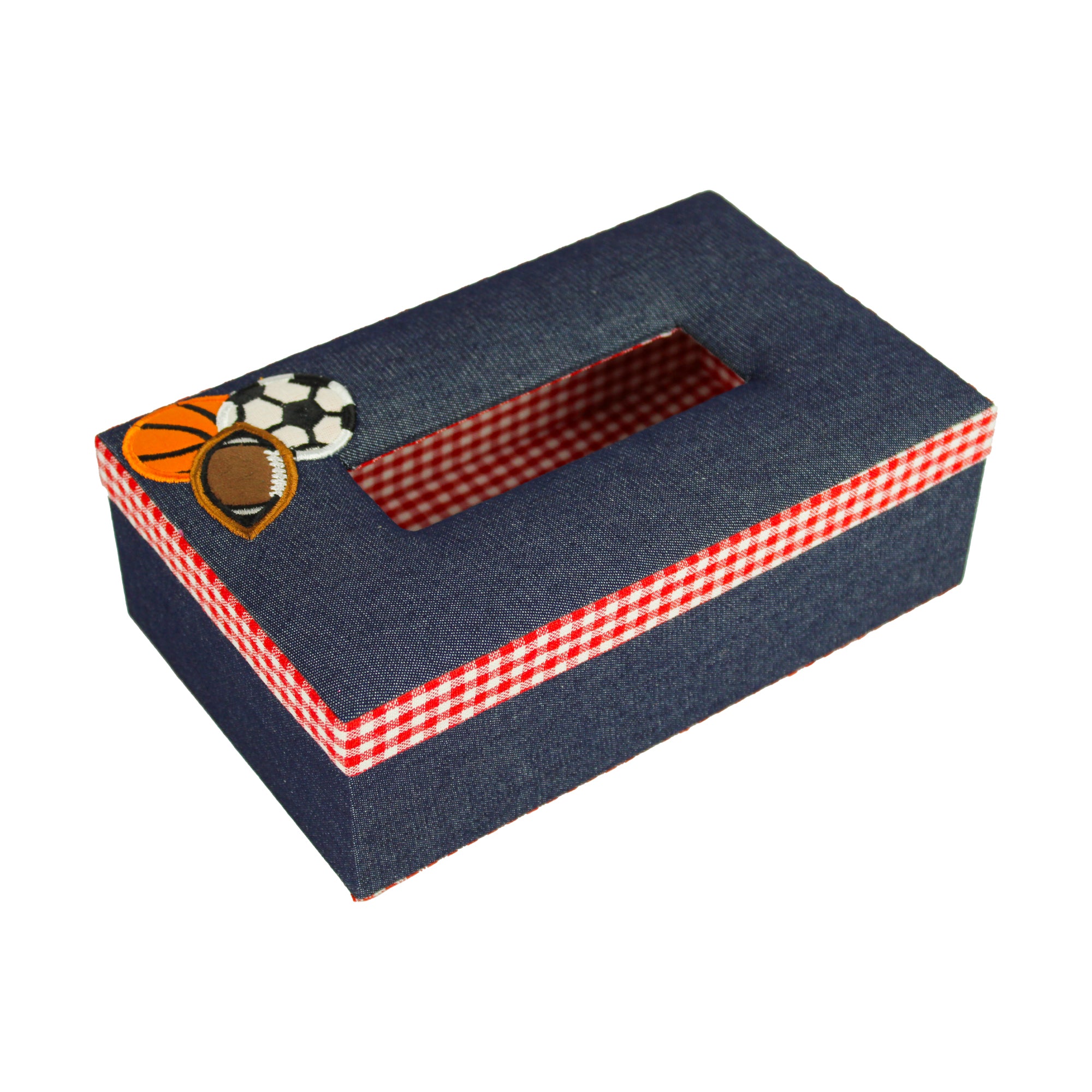 Decorative Tissue Box with Quilted Football Design